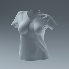 woman sports t-shirt 3d mockup with perfect lighting and shading.