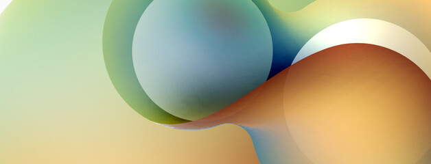 Fluid abstract background, round shapes and circle flowing design for wallpaper, banner, background or landing