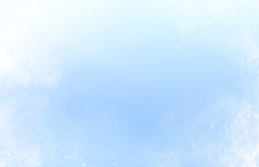 snow swirls on a blue background with copy space