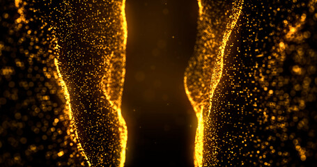 Gold particles and Star Glittering abstract  Wave