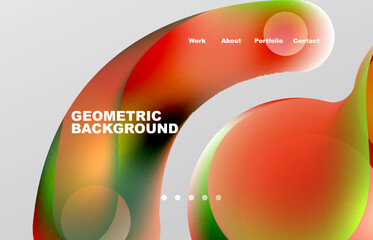 Landing page abstract liquid background. Flowing shapes, round design and circle. Web page for website or mobile app wallpaper