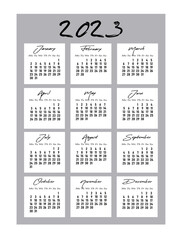 2023 calendar, vertical calendar 2022 template in pink pastel colors, the week starts on Monday