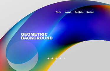 Landing page abstract liquid background. Flowing shapes, round design and circle. Web page for website or mobile app wallpaper