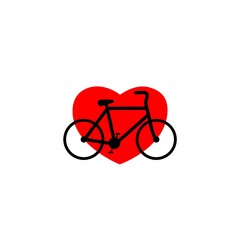 Love my bike label template design. Bike love logo isolated on white background