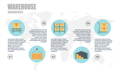 Infographic template for warehouse logistic for business web design brochure presentation.
