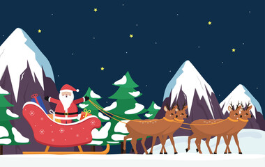 Christmas and New Year holiday composition with Santa Claus. Vector illustration. - 534431614