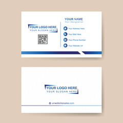 Blue business card flat design template vector. very simple business card