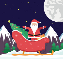 Christmas and New Year holiday composition with Santa Claus. Vector illustration. - 534431641