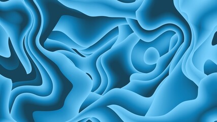 Obraz premium Modern and artistic 3D abstract metallic blue color paper art illustration background. Futuristic paper cut out, fluid or porous shapes. Liquid and porous metallic blue gradient colors.