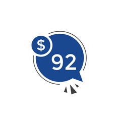 $92 USD Dollar Month sale promotion Banner. Special offer, 92 dollar month price tag, shop now button. Business or shopping promotion marketing concept
