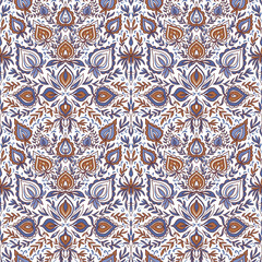 Ornament oriental indian seamless patern hand drawn floral elements traditional flowers paisley twigs