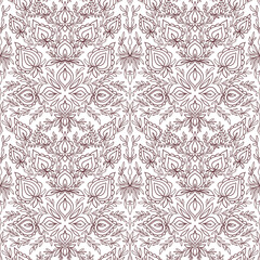 Ornament oriental indian seamless patern hand drawn floral elements traditional flowers paisley twigs