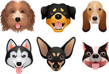Fototapeta premium Cute dogs faces cartoon collection