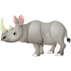 Cute rhino cartoon on white background