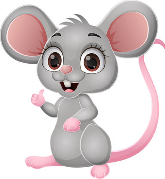 Cute mouse cartoon giving thumb up