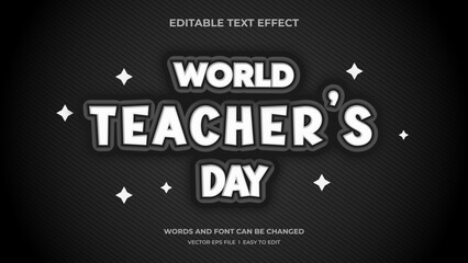 Fototapeta premium Text Effect, World Teachers Day Vector art for promotion or celebration. Blackboard color simple style design