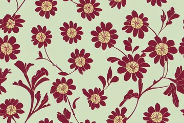 Fototapeta premium Floral vintage seamless pattern for retro wallpapers. Enchanted Vintage Flowers. Arts and Crafts movement inspired. Design for wrapping paper, wallpaper, fabrics and fashion clothes.