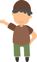 Muslim little boy standing waving one hand smiling