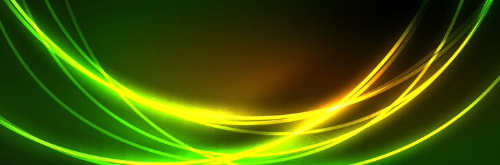 Blue neon glowing lines, magic energy space light concept, abstract background wallpaper design