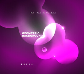 Neon glowing bubbles, circles magic energy space light concept, abstract background wallpaper design