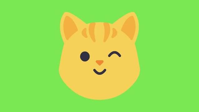 Animated Cat Winking Emoji Love Emoticon Green Screen 4K