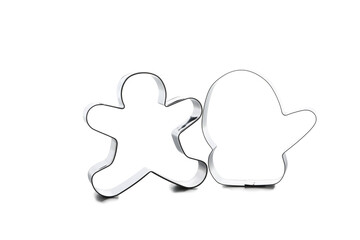 Concept of cooking tools, cookie cutters, isolated on white background