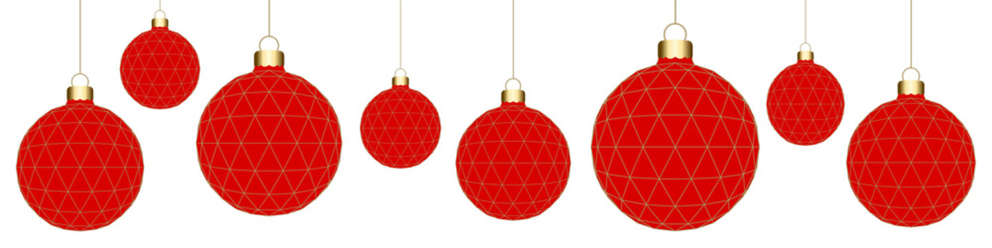 PNG banner with red Christmas balls	