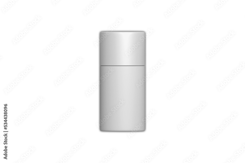 Poster empty blank white deodorant round stick bottle mockup isolated on white background. 3d rendering.
