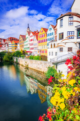 Fototapeta premium Tubingen, Germany. Colorful old town, autumn landscape river Neckar.