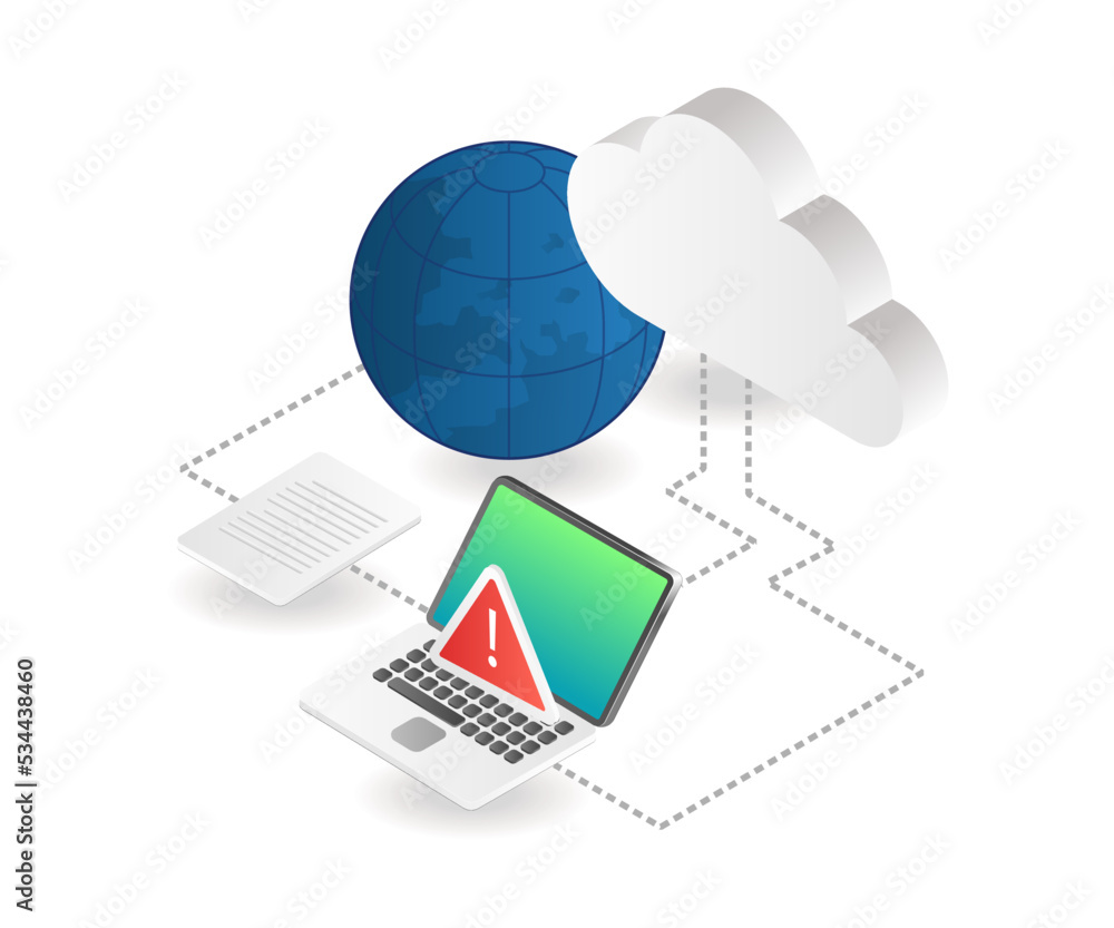 Poster cloud server data computer warning