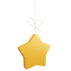 3D rendering side view yellow star decorated isolated on transparent background 