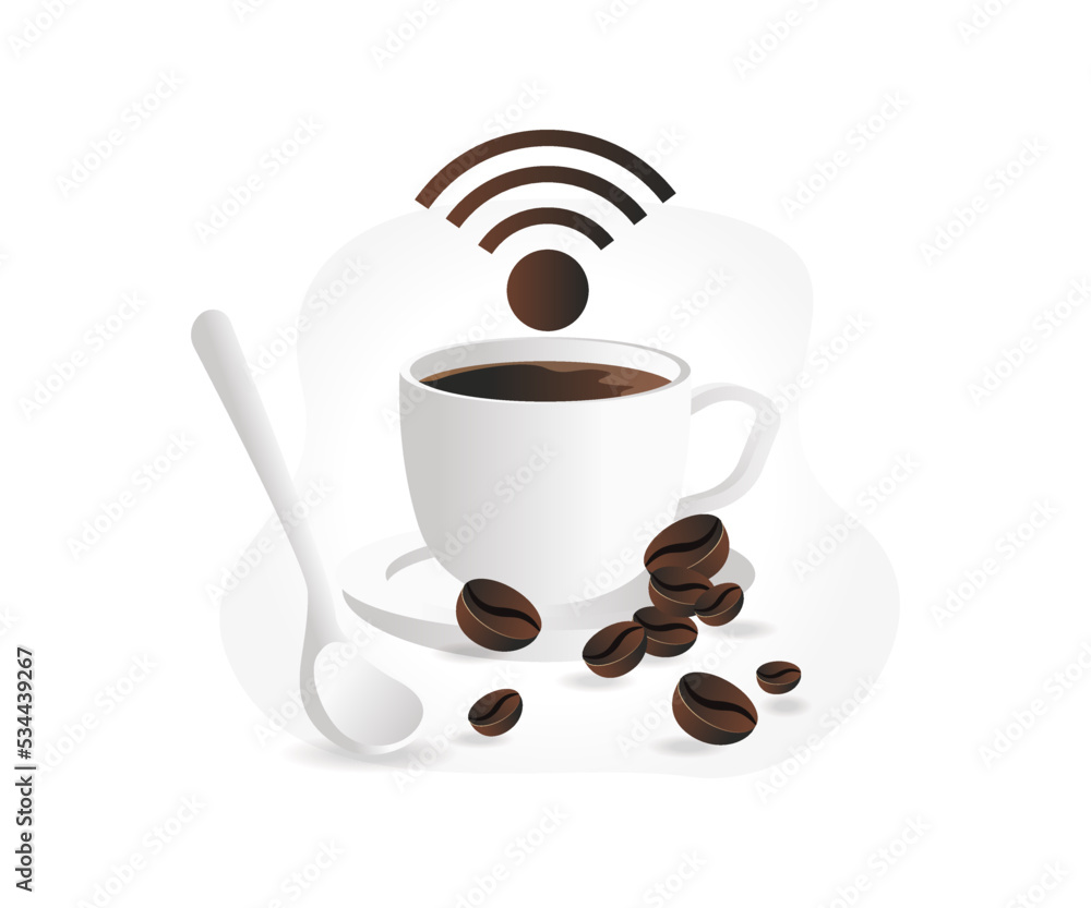Poster coffee with wifi signal