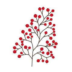 Hand drawn branch with berries isolated on white background. Decorative doodle sketch illustration. Vector element.