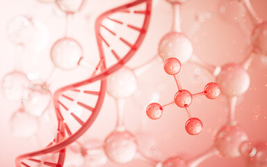 DNA and molecular structure, biotechnology concept, 3d rendering.