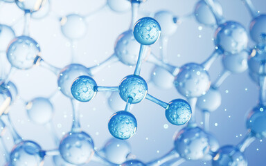 Molecular structure of glass, biotechnology concept, 3d rendering.