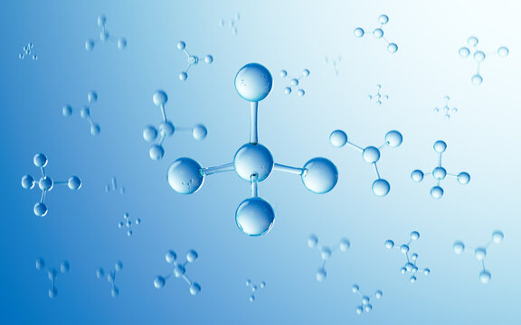 Molecular structure of glass, biotechnology concept, 3d rendering.
