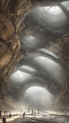 Naklejka premium Deep mysterious caves. A fabulous journey into unknown worlds.
