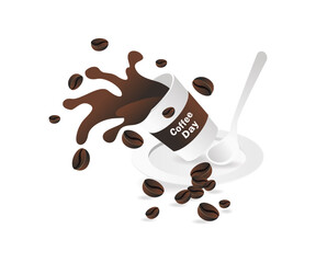 Milk coffee squirting from the glass