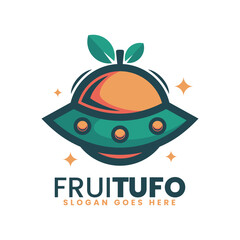 Vector Logo Illustration Fruit UFO Simple Mascot Style
