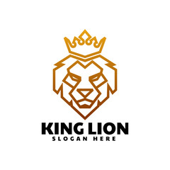 Vector Logo Illustration King Lion Gradient Line Art Style