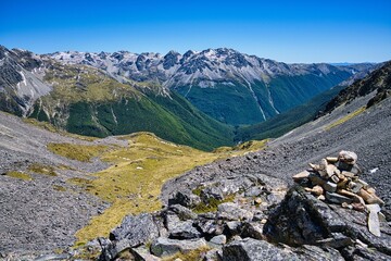 Fototapeta na wymiar View west from Travers Saddle, Nelson Lakes National Park, New Zealand
