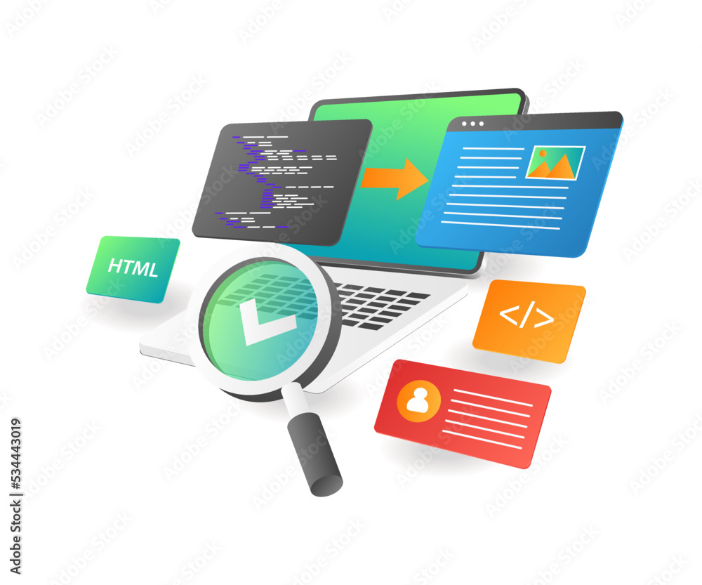 Aufkleber Web design layout with programming language