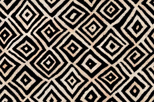 Geometric kilim seamless ikat pattern design with grunge texture