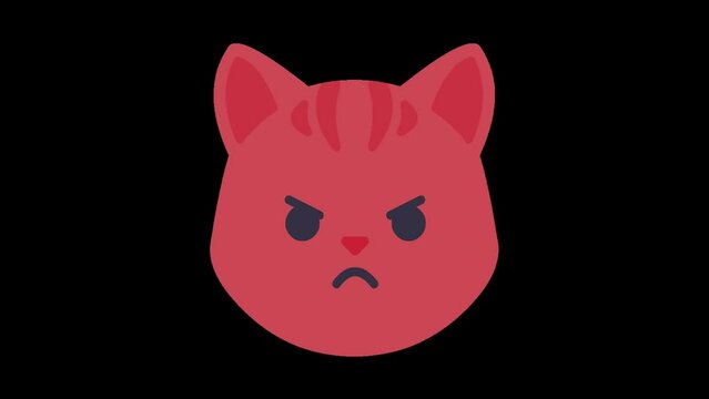 Animated Cat Angry Face Emoji Angry Emoticon Black Screen 4K.mp4