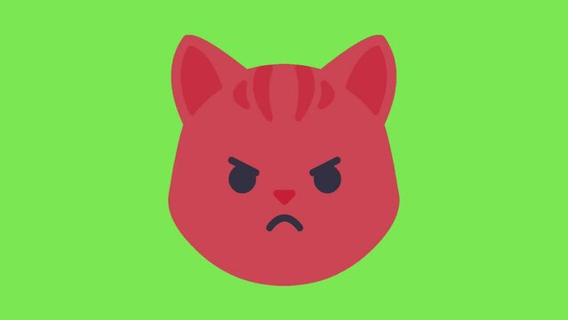Animated Cat Angry Face Emoji Angry Emoticon Green Screen 4K