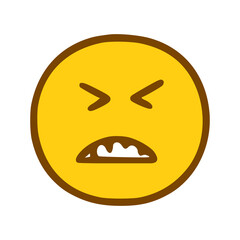 Evil smiley emoticon in hand drawn style