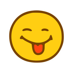 Fototapeta premium emoticon shows tongue in hand drawn style