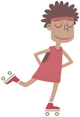 Girl skating. A cute little black girl skates smiling.