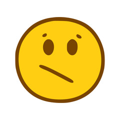 Sad face emoticon in hand drawn style