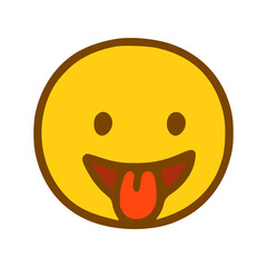 Fototapeta premium Emoticon shows tongue in hand drawn style